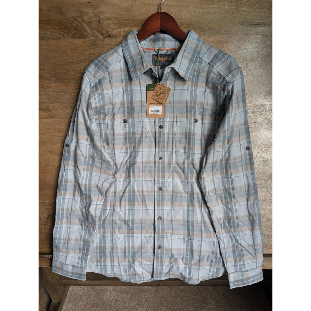NWT Marsh Wear Westerly Flannel Shirt Men Medium Fog Plaid Long Sleeve Button-Up